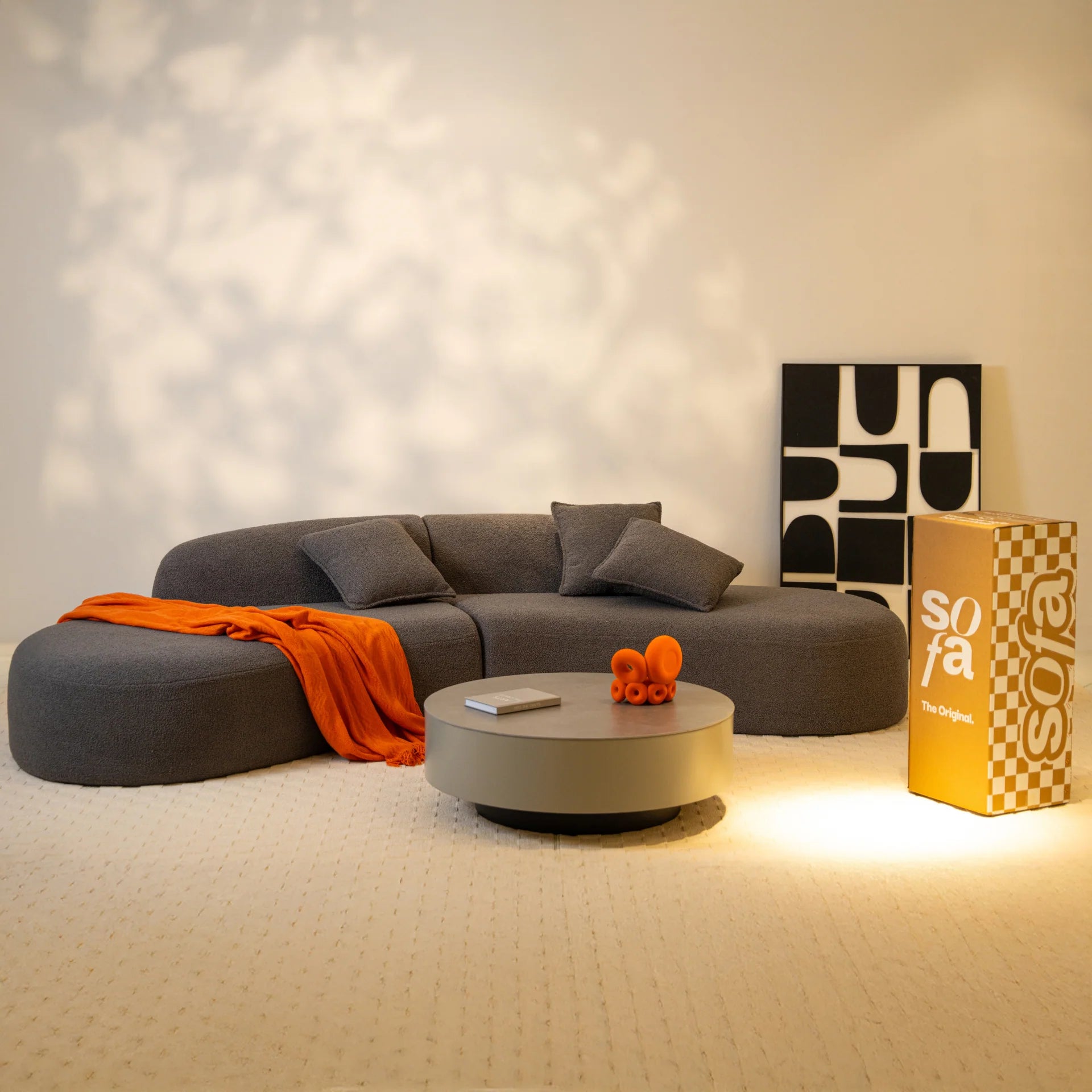 Sofá na Caixa Avalon em Boucle - Cinza