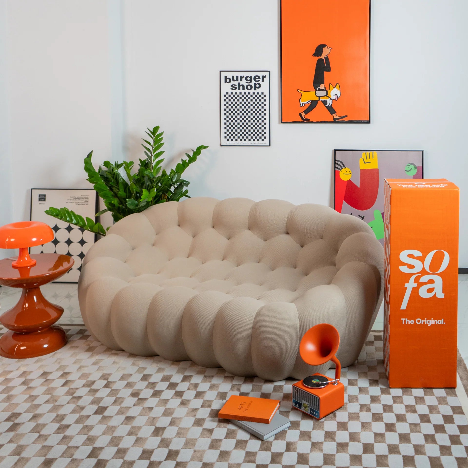 Sofá na Caixa cosmo 3 lugares em Boucle - Linho