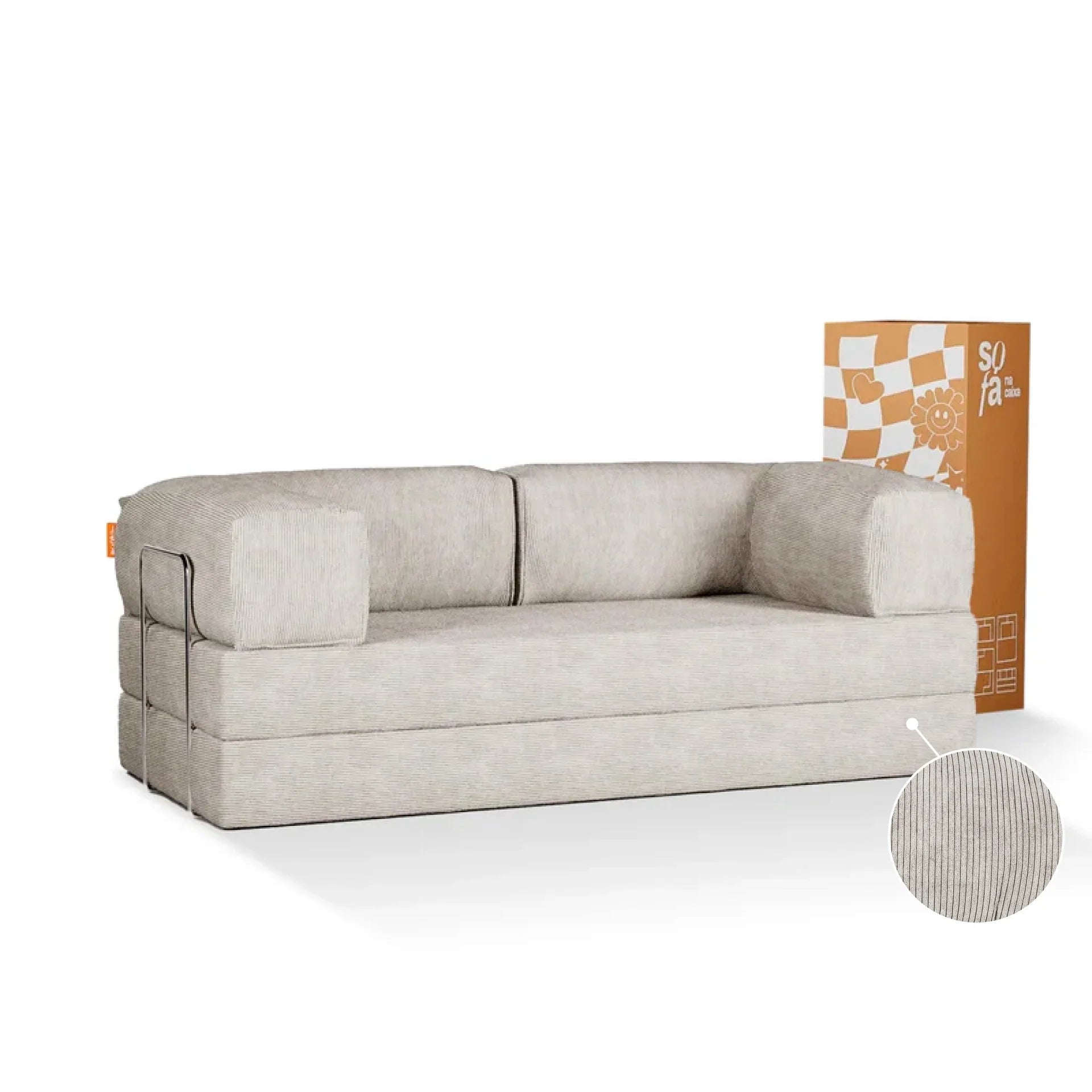 Sofá na Caixa Bloom Sofa Cama Corduroy - Linho