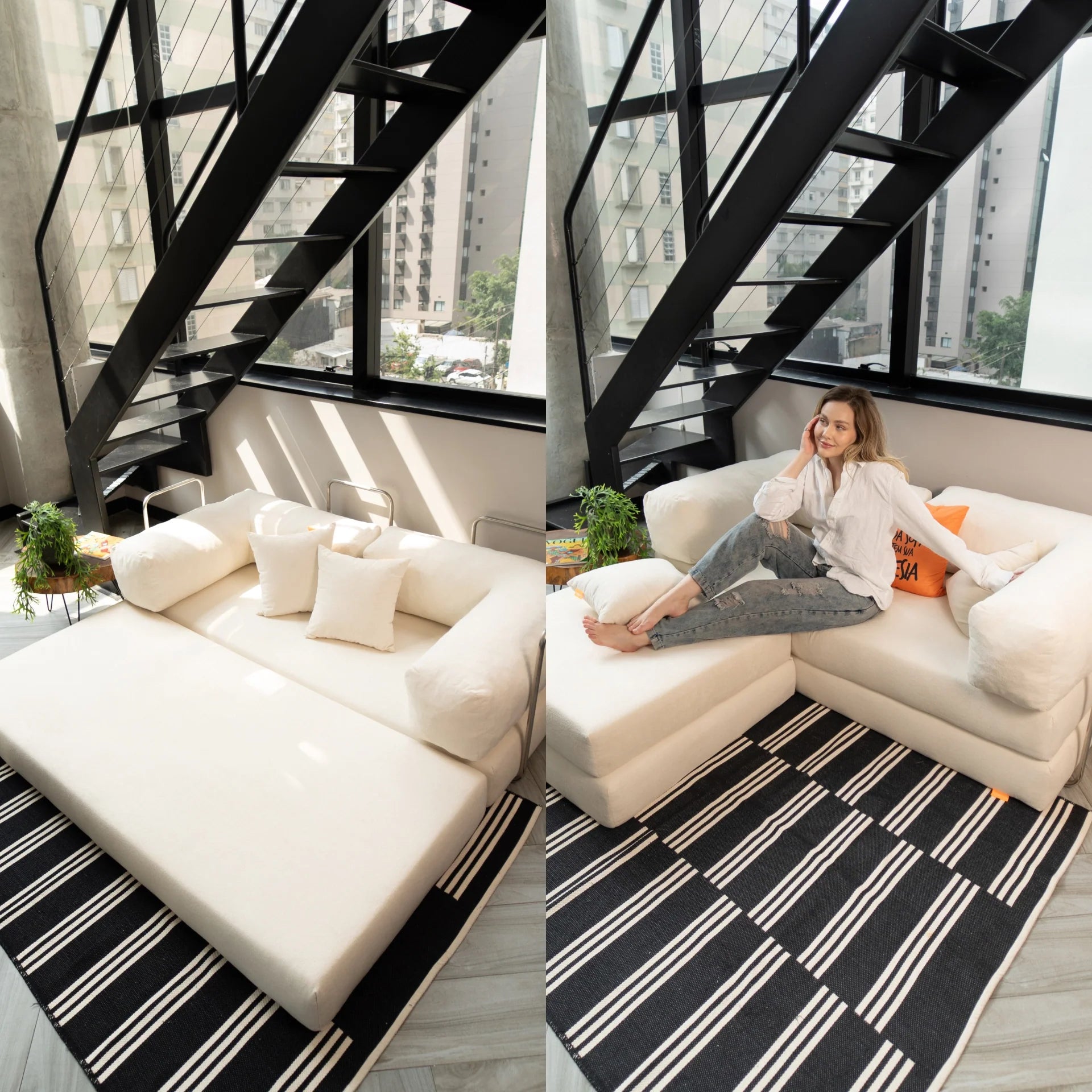 Sofá Cama Bloom Tecido Cotelê Terracota - Sofá na Caixa