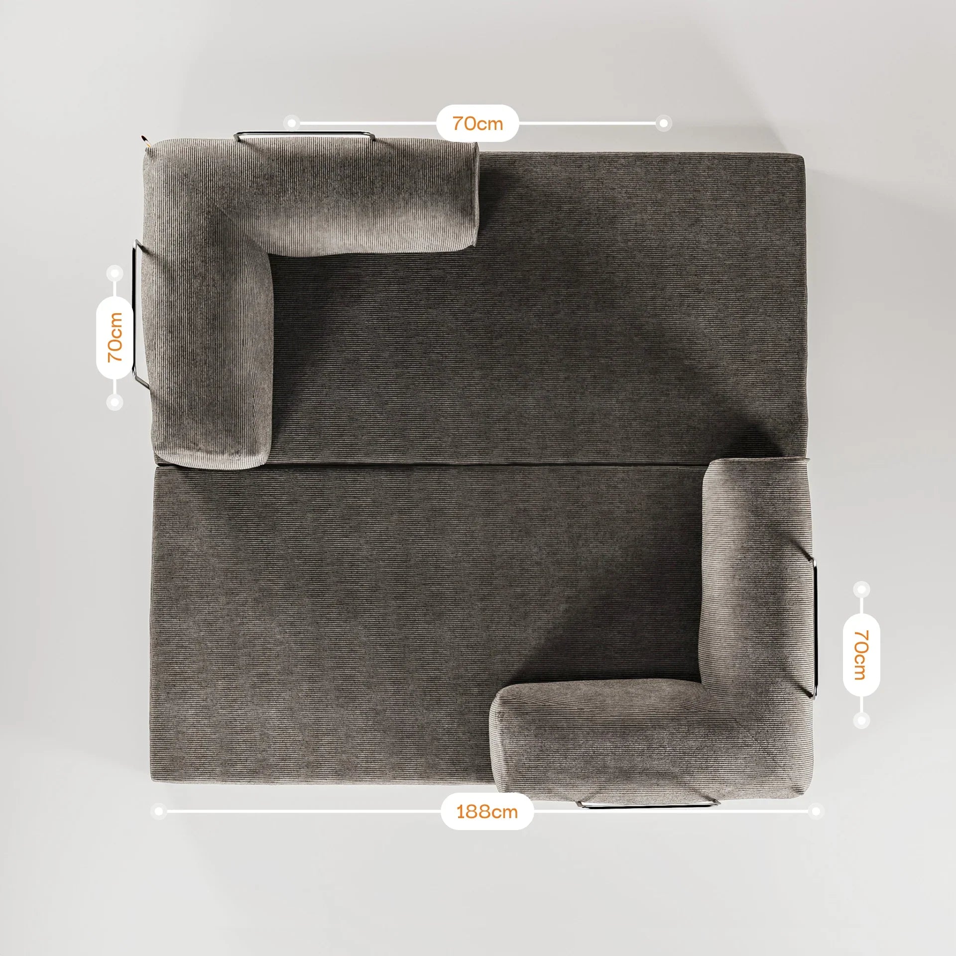 Sofá na Caixa Bloom Sofa Cama Corduroy - Cinza