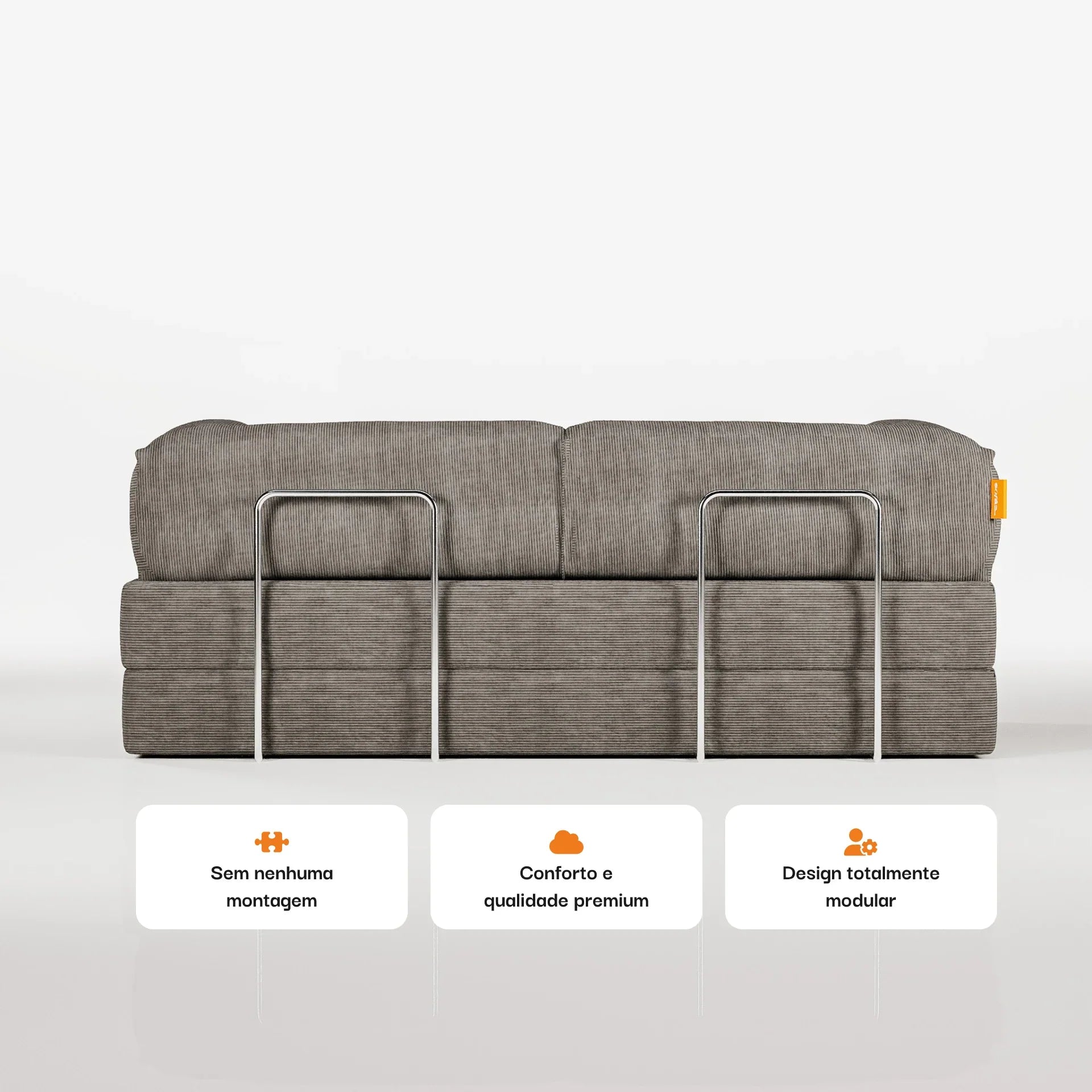 Sofá na Caixa Bloom Sofa Cama Corduroy - Cinza