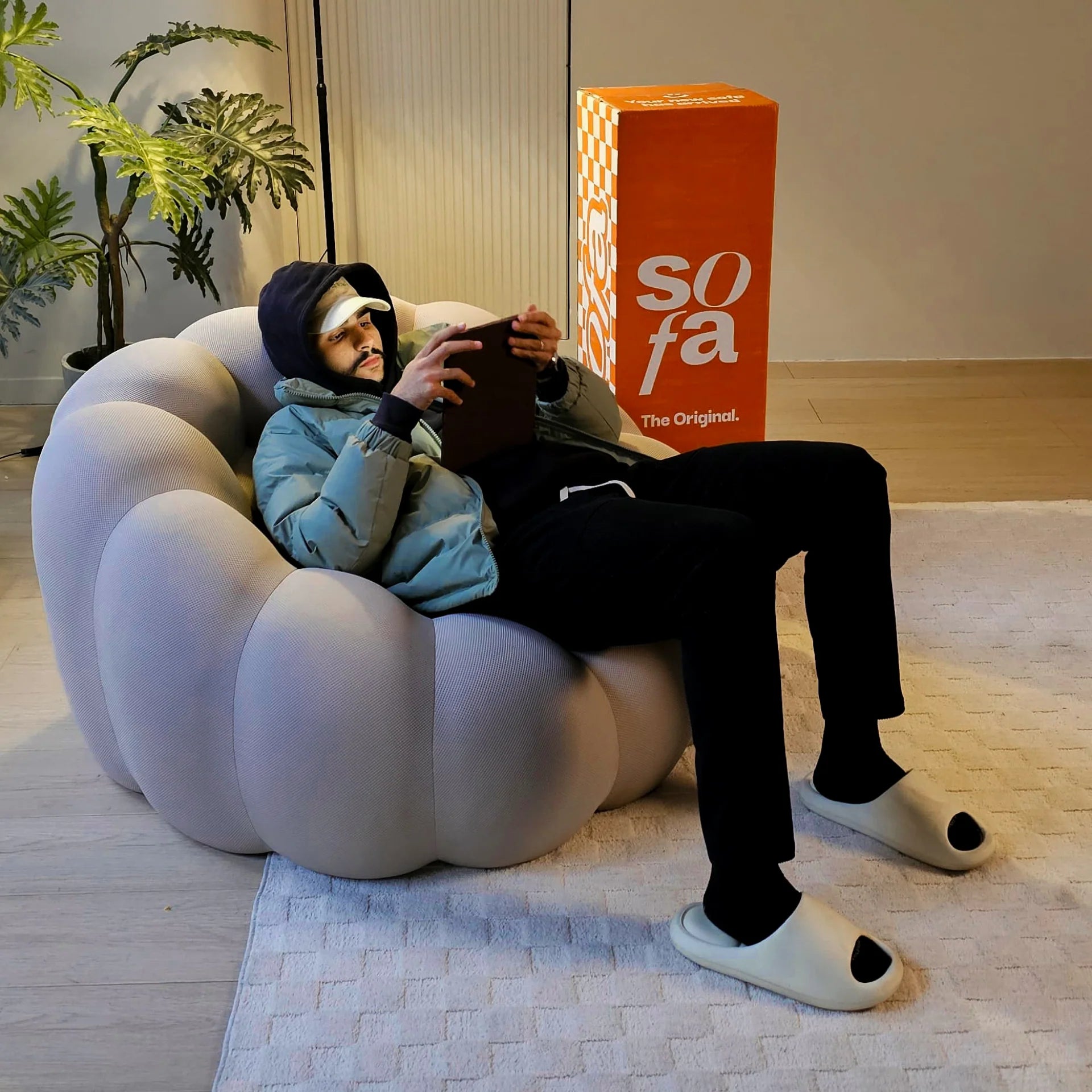 Sofá na Caixa cosmo 1 lugares em Boucle - Laranja