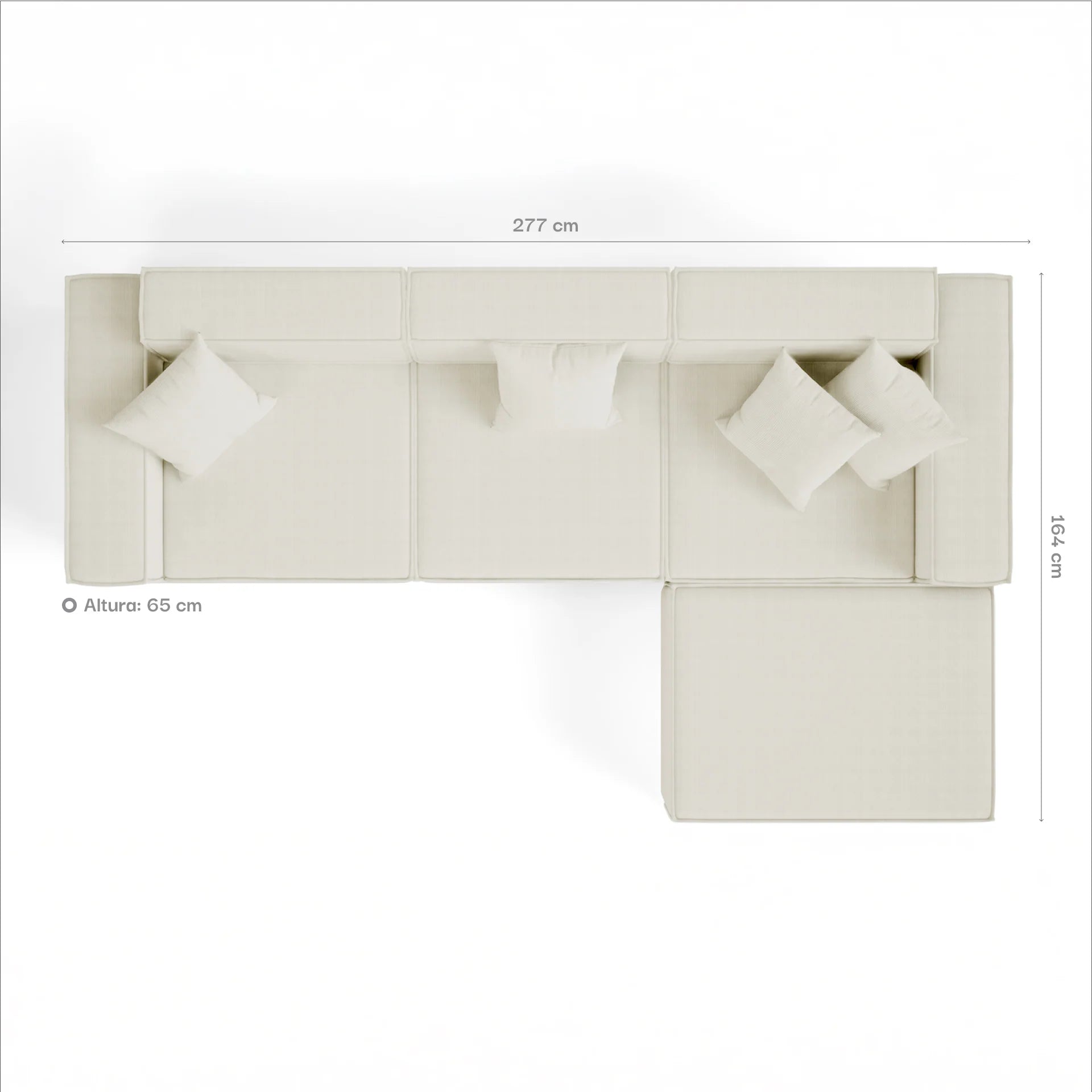 Sofá na Caixa Pelion 3 lugares + 1 chaises em Boucle - Linho