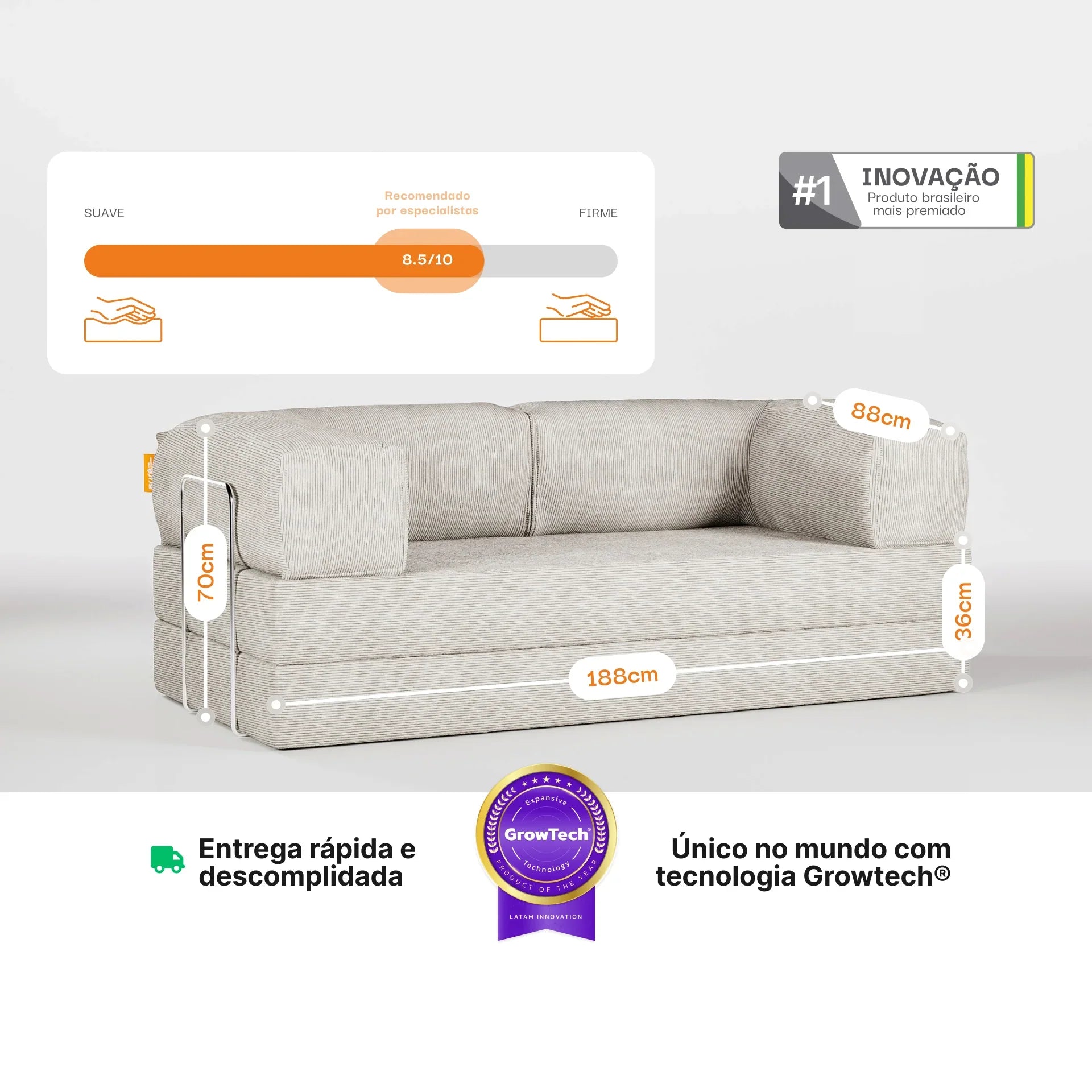 Sofá na Caixa Bloom Sofa Cama Corduroy - Linho