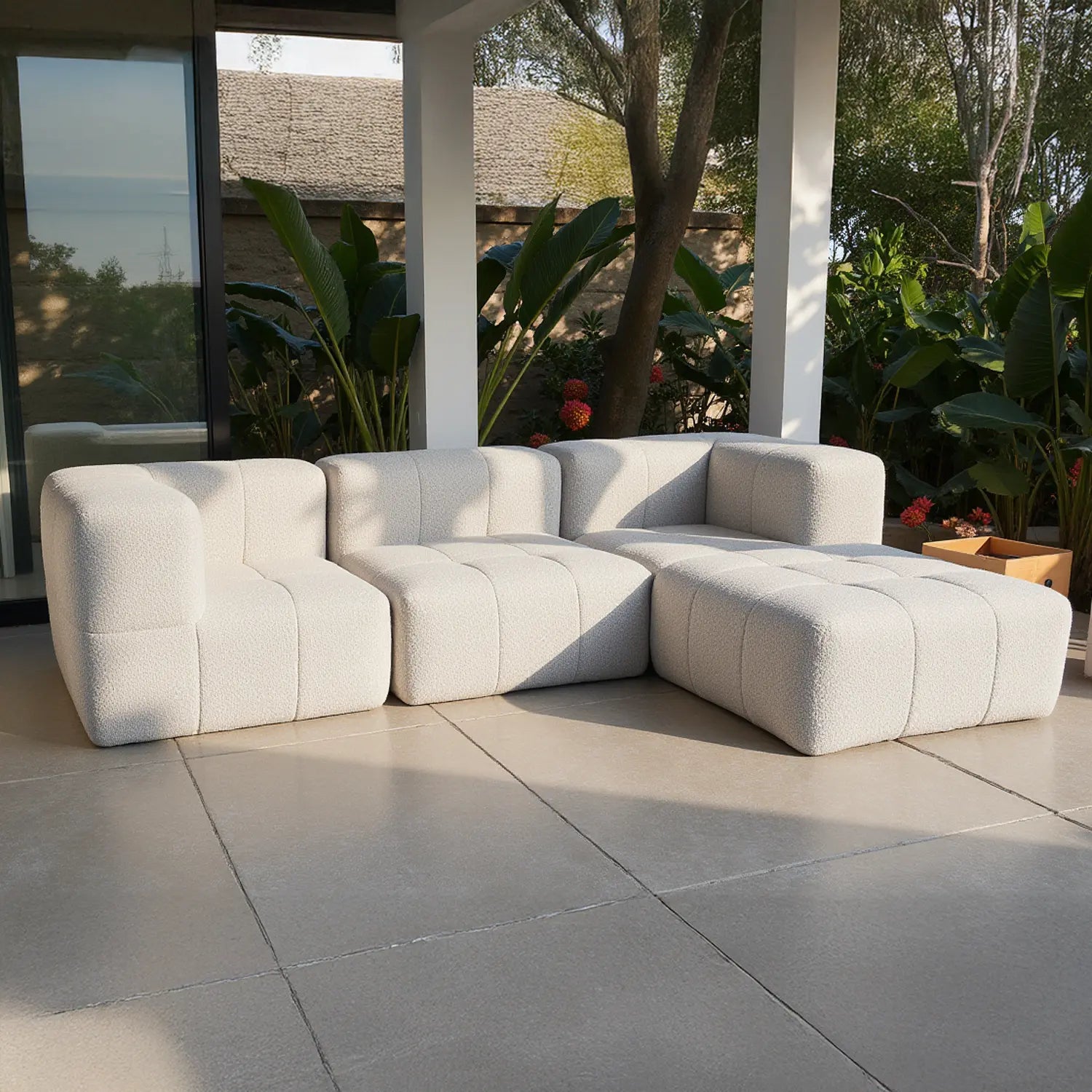 Apoio para o pé em Boucle - Sofá na Caixa - Linho