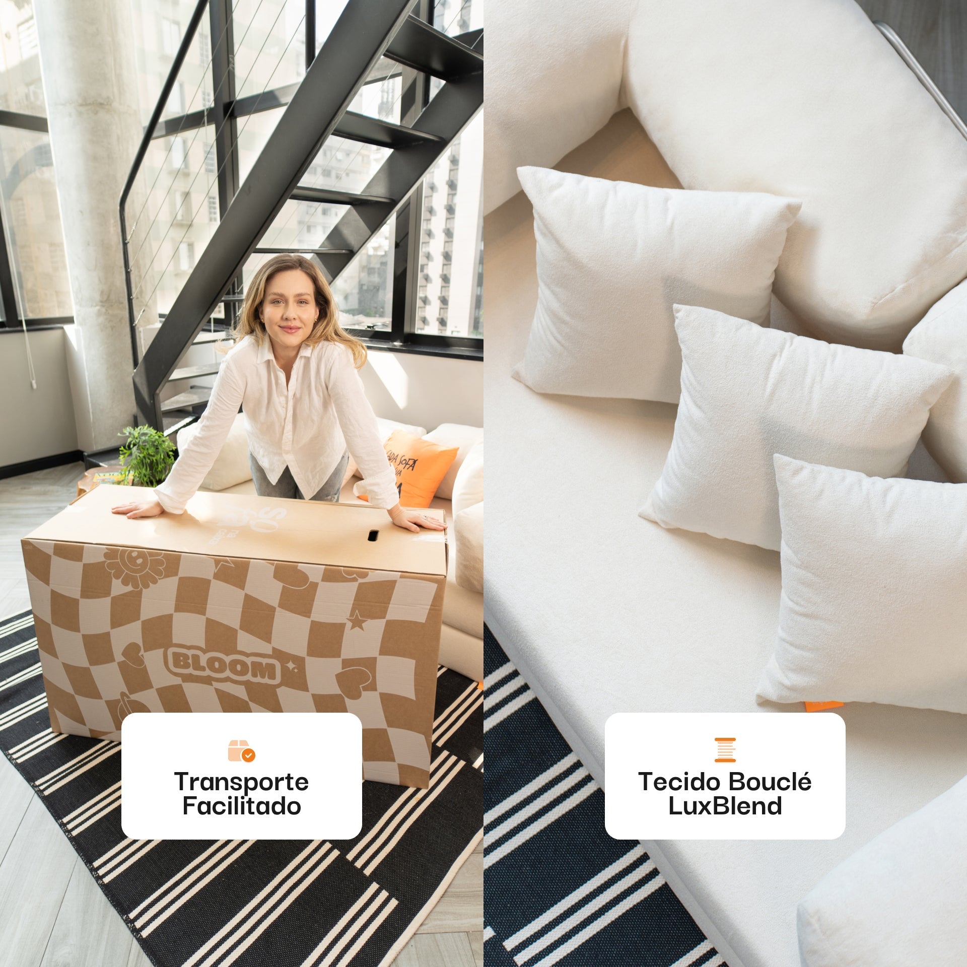 Sofá Cama Bloom Tecido Cotelê Terracota - Sofá na Caixa