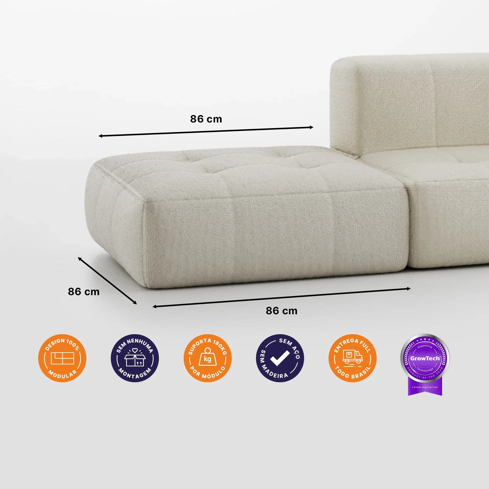 Apoio para o pé em Boucle - Sofá na Caixa - Linho