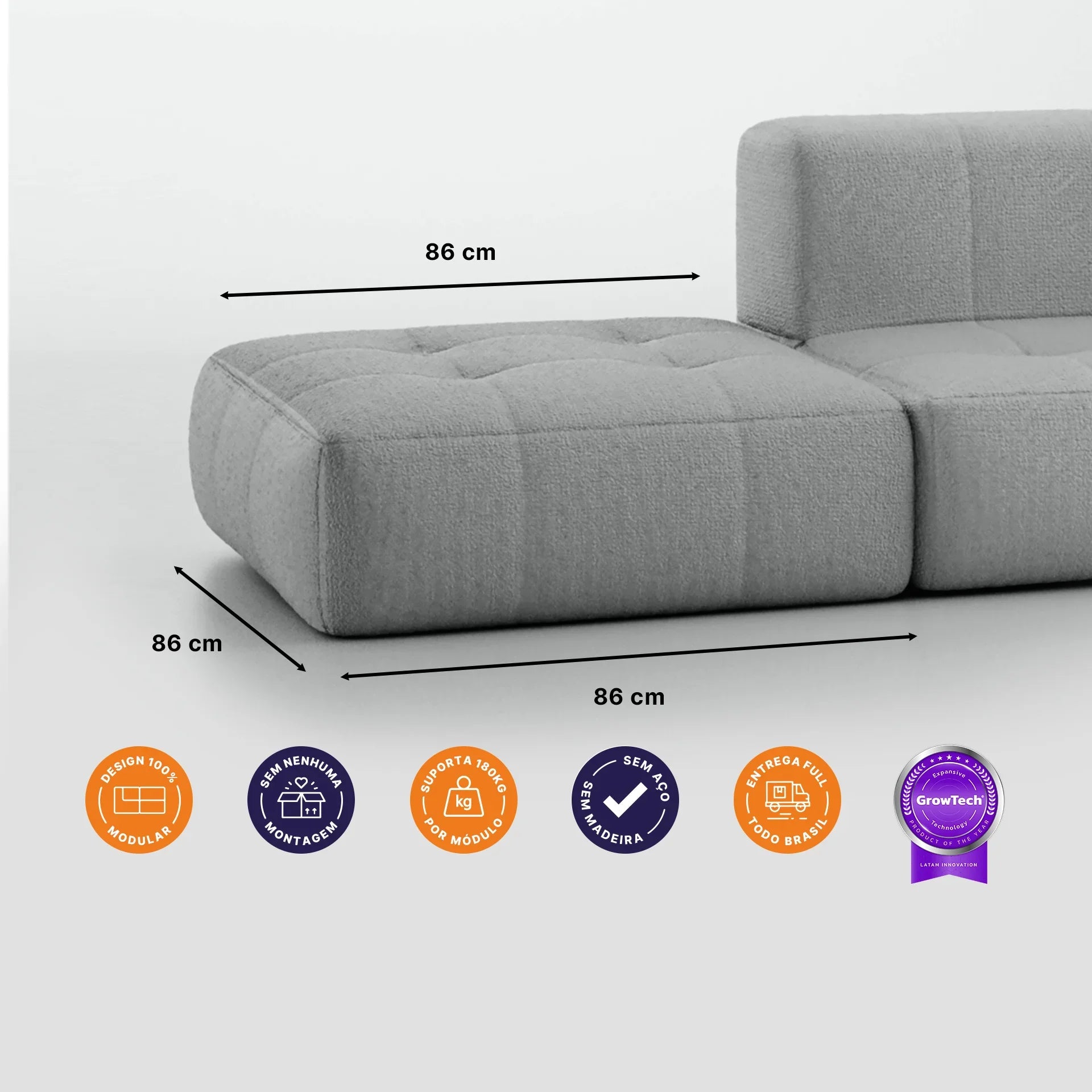 Apoio para o pé em Boucle - Sofá na Caixa - Cinza