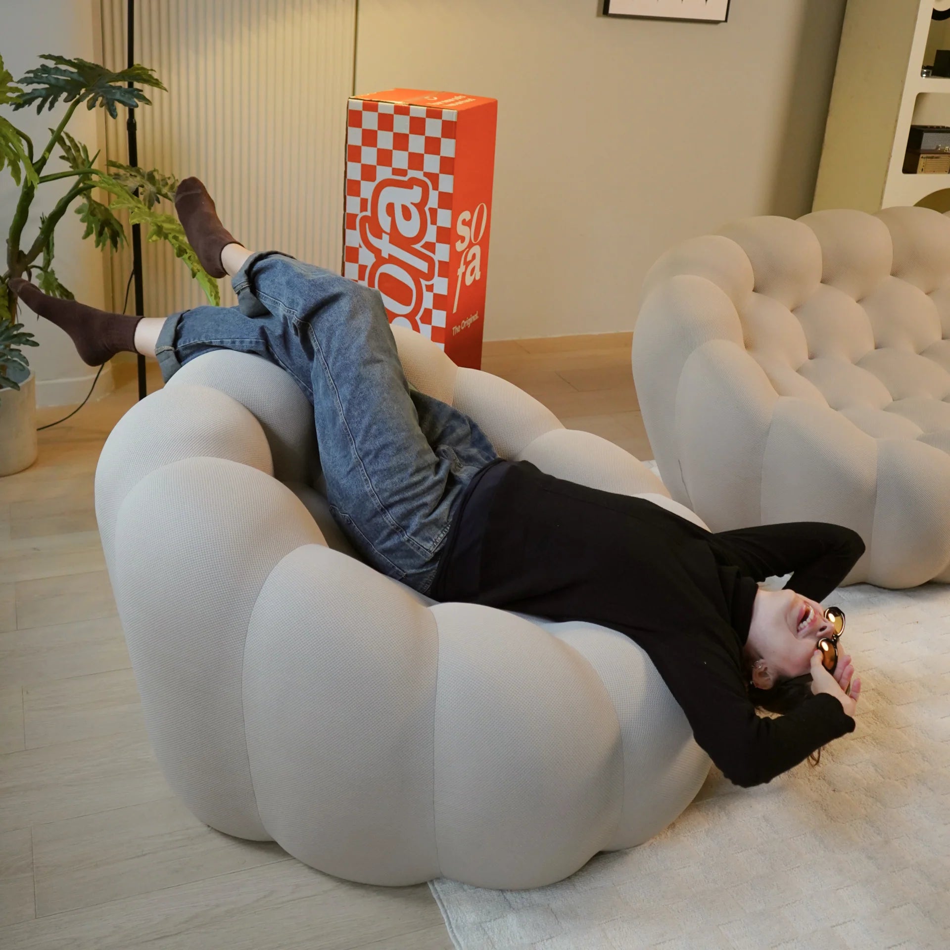 Sofá na Caixa cosmo 1 lugares em Boucle - Linho