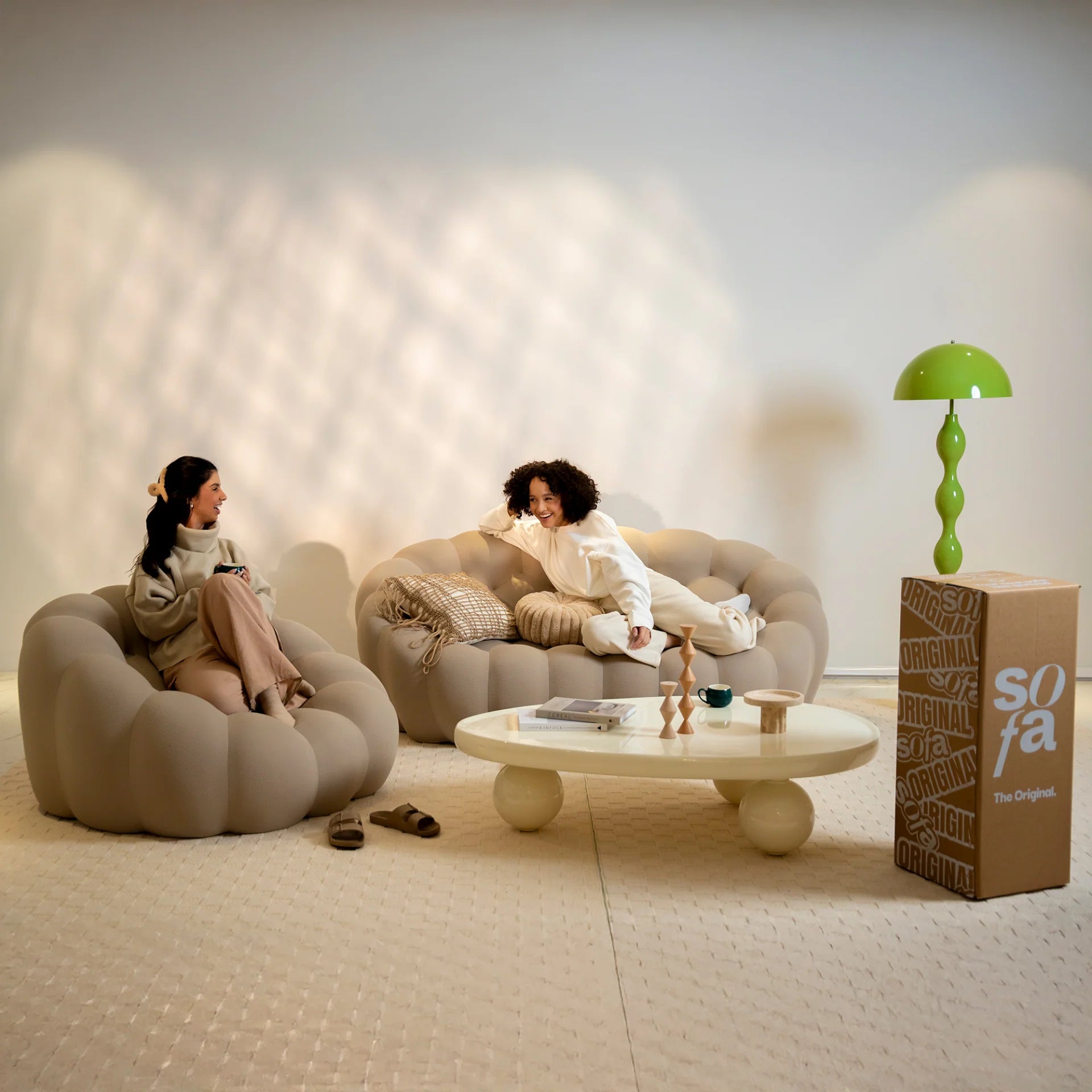 Sofá na Caixa cosmo 3 lugares em Boucle - Linho