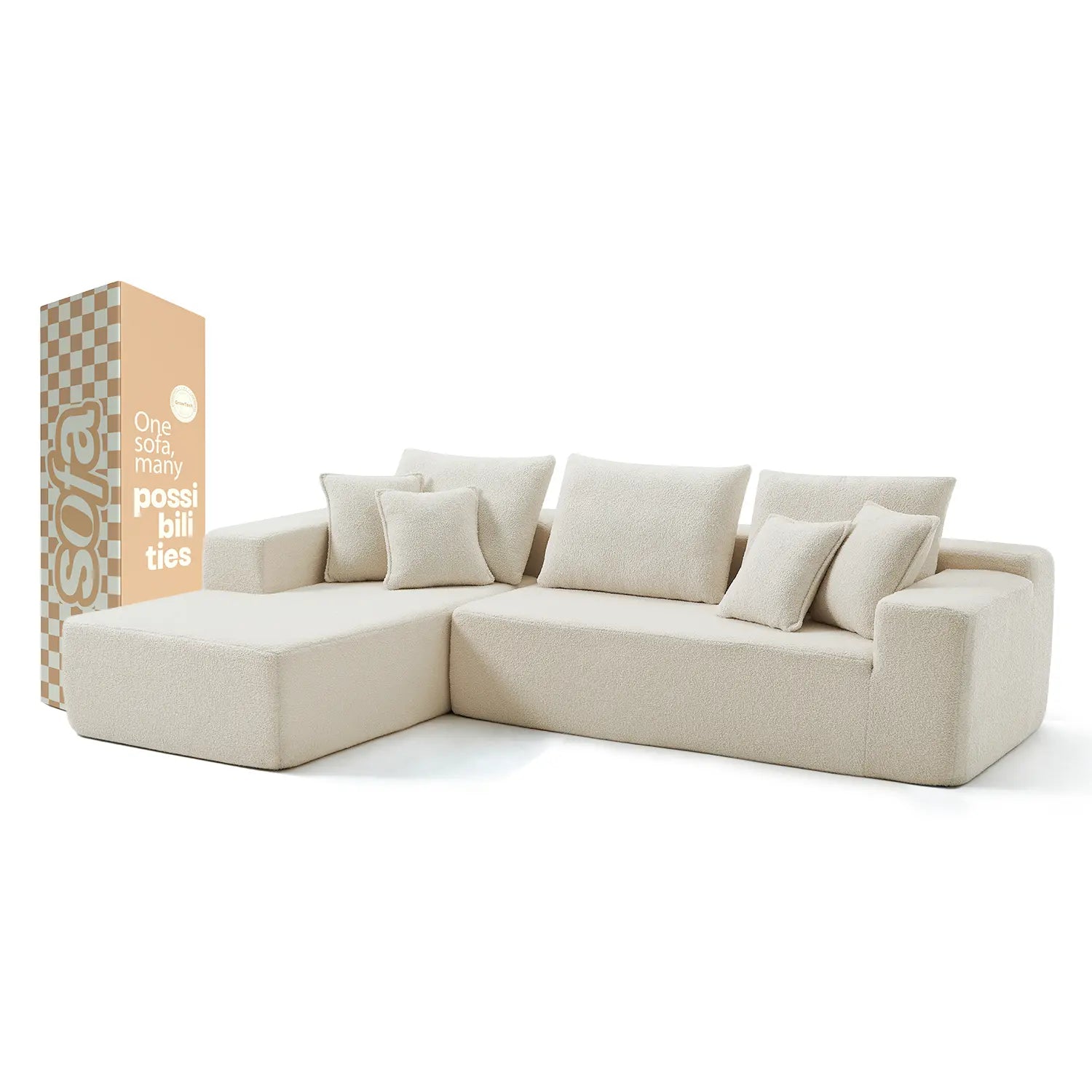 Sofá na Caixa Aran em Boucle - Linho