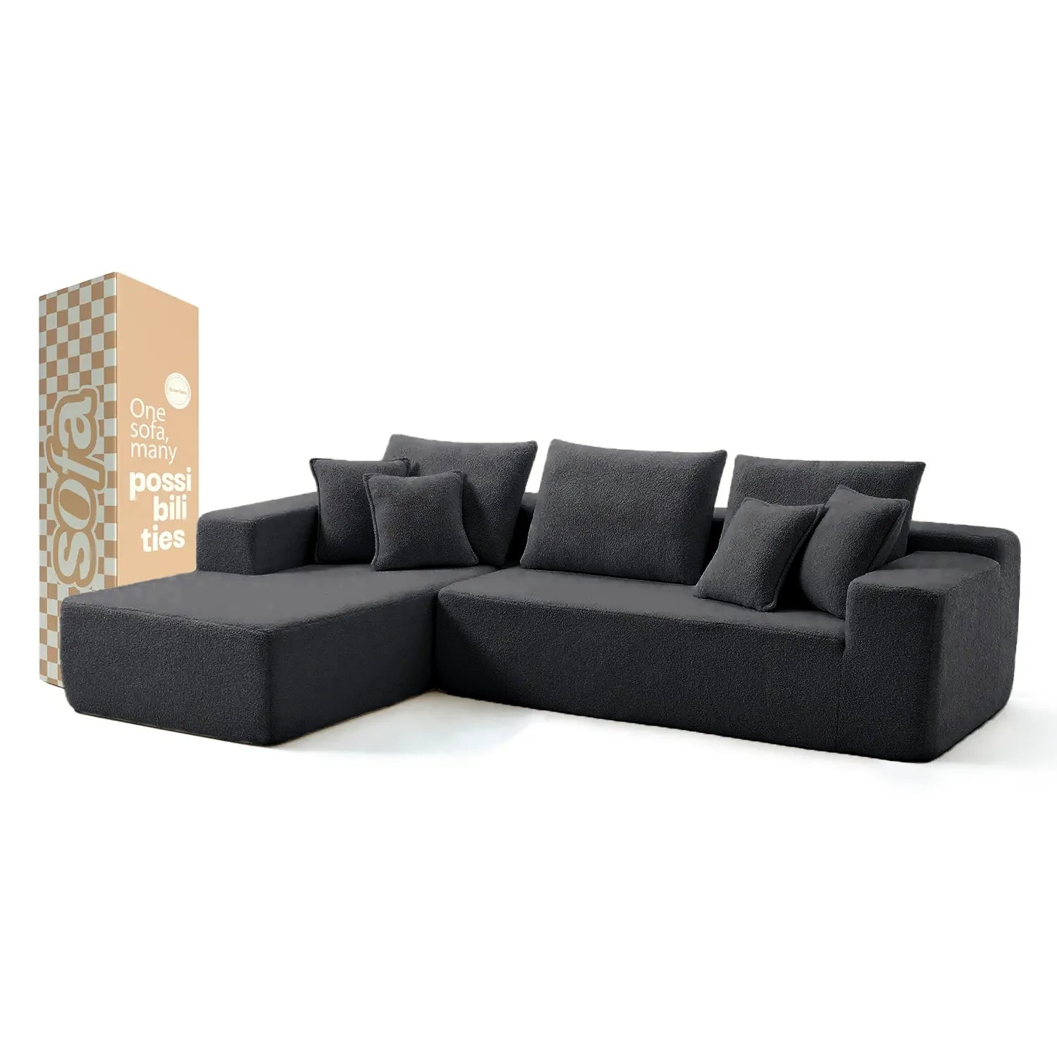 Sofá na Caixa Aran em Boucle - Cinza