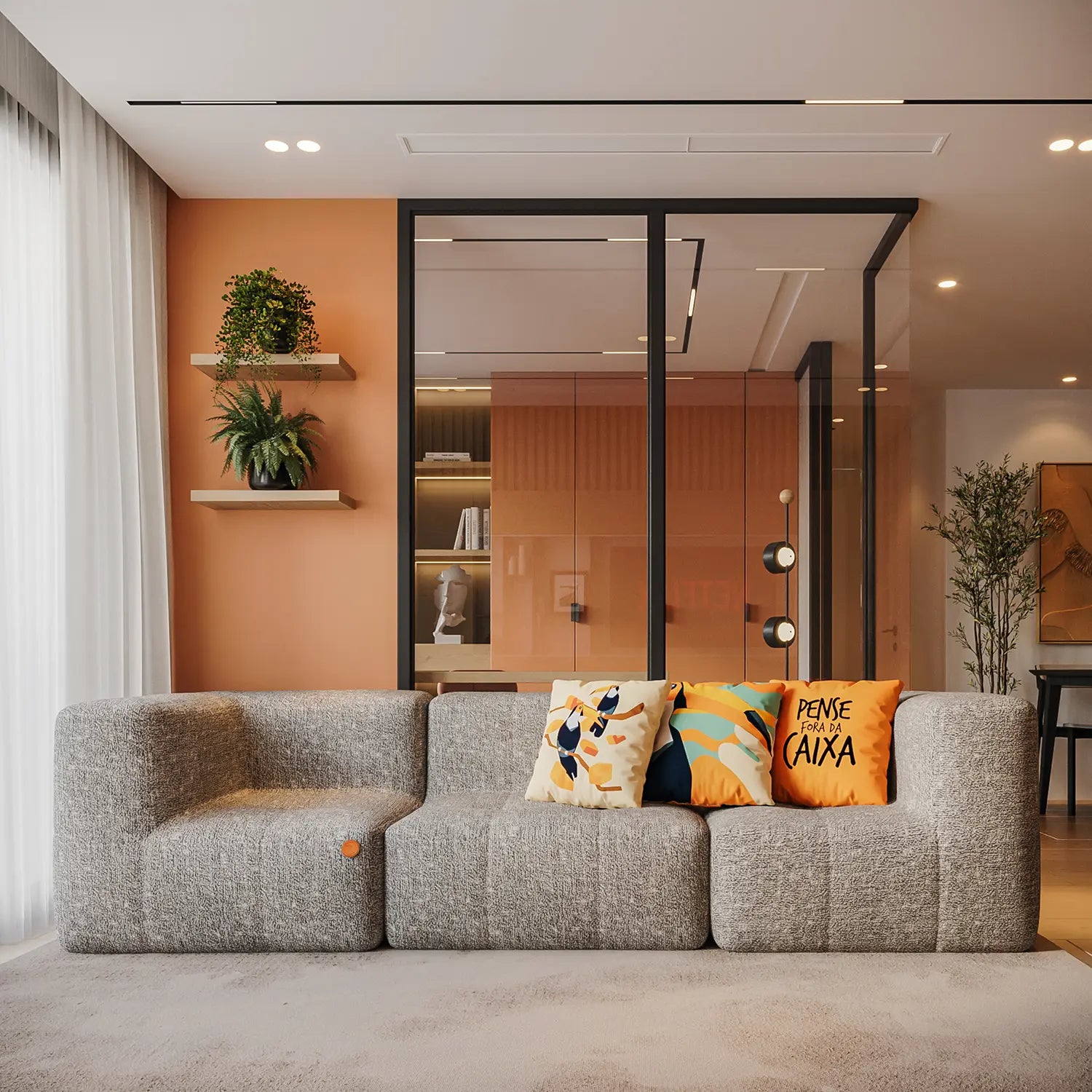 Apoio para o pé em Boucle - Sofá na Caixa - Cinza