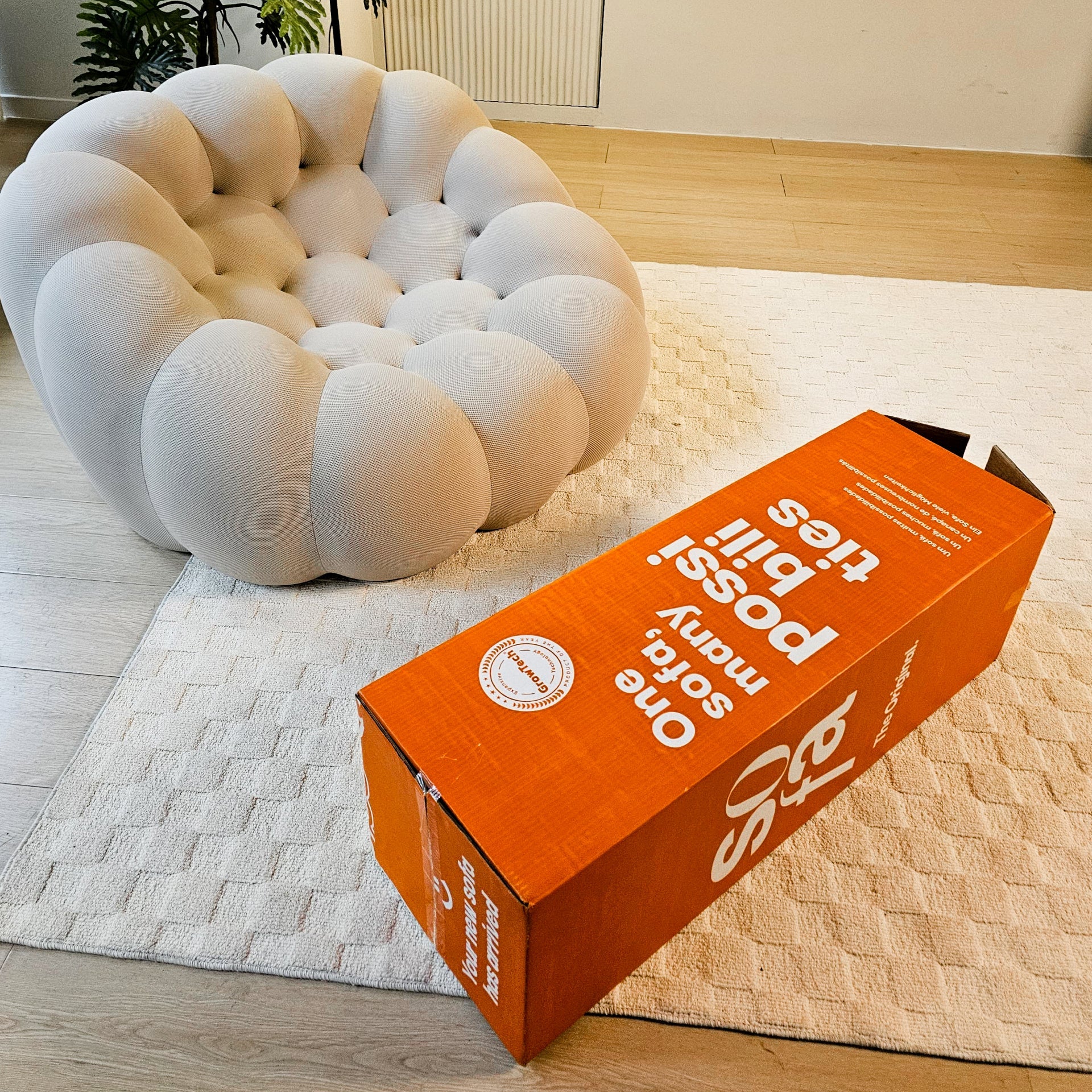 Sofá na Caixa cosmo 1 lugares em Boucle - Linho