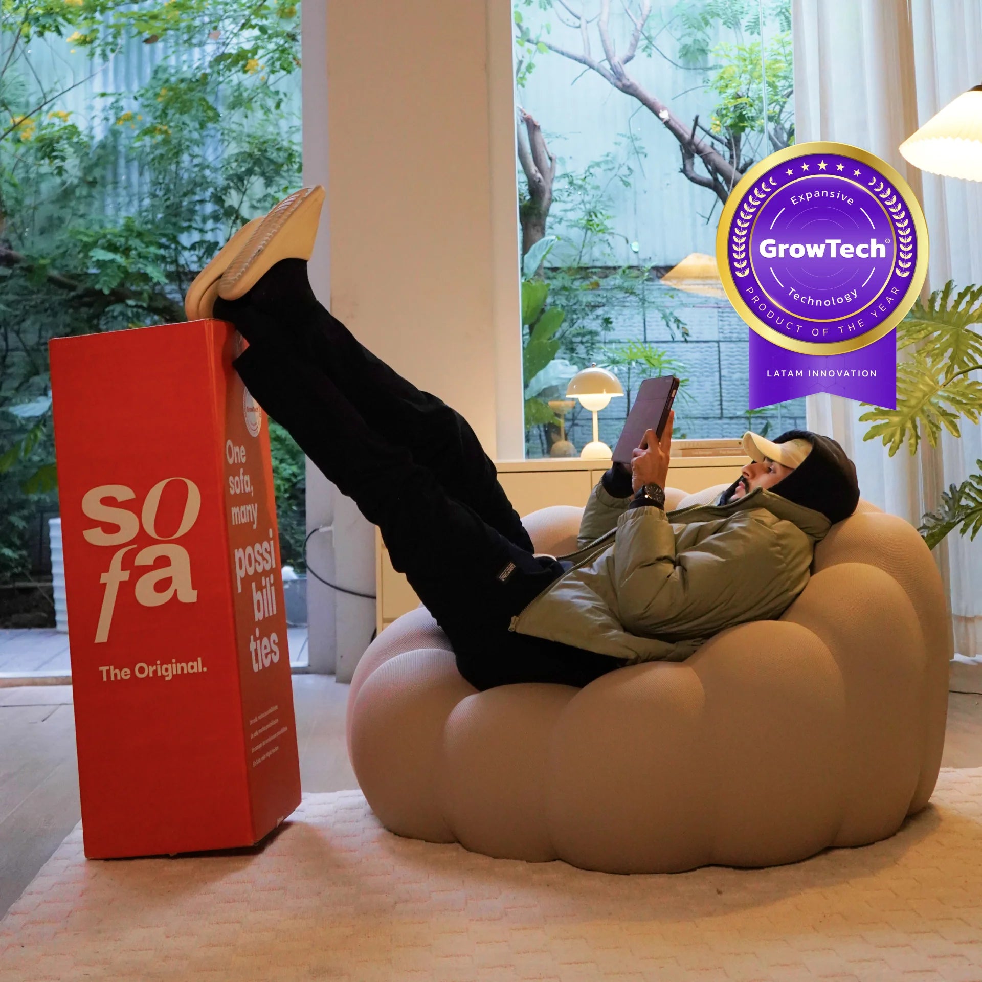 Sofá na Caixa cosmo 1 lugares em Boucle - Linho