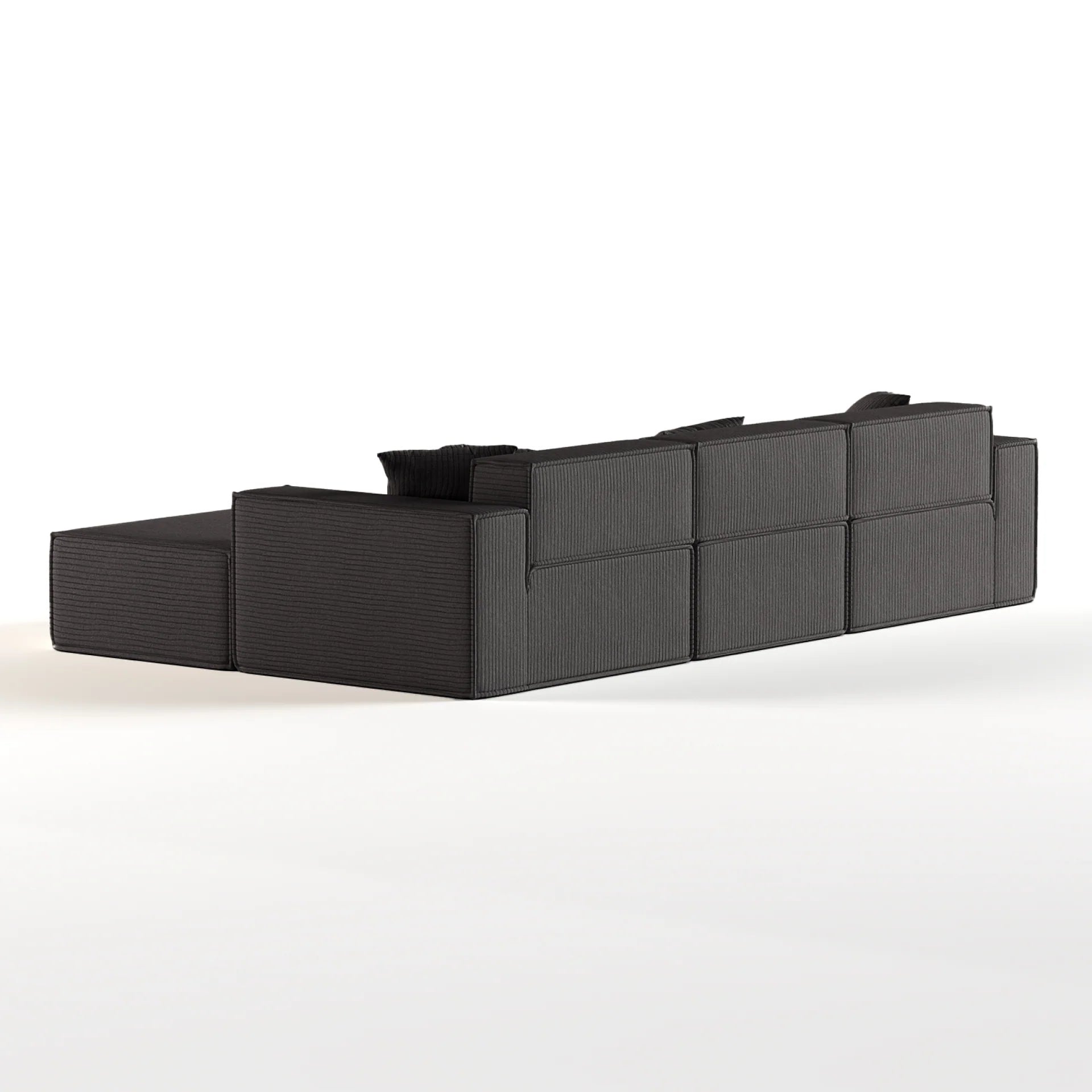 Sofá na Caixa Pelion 3 lugares + 1 chaises em Boucle - Cinza