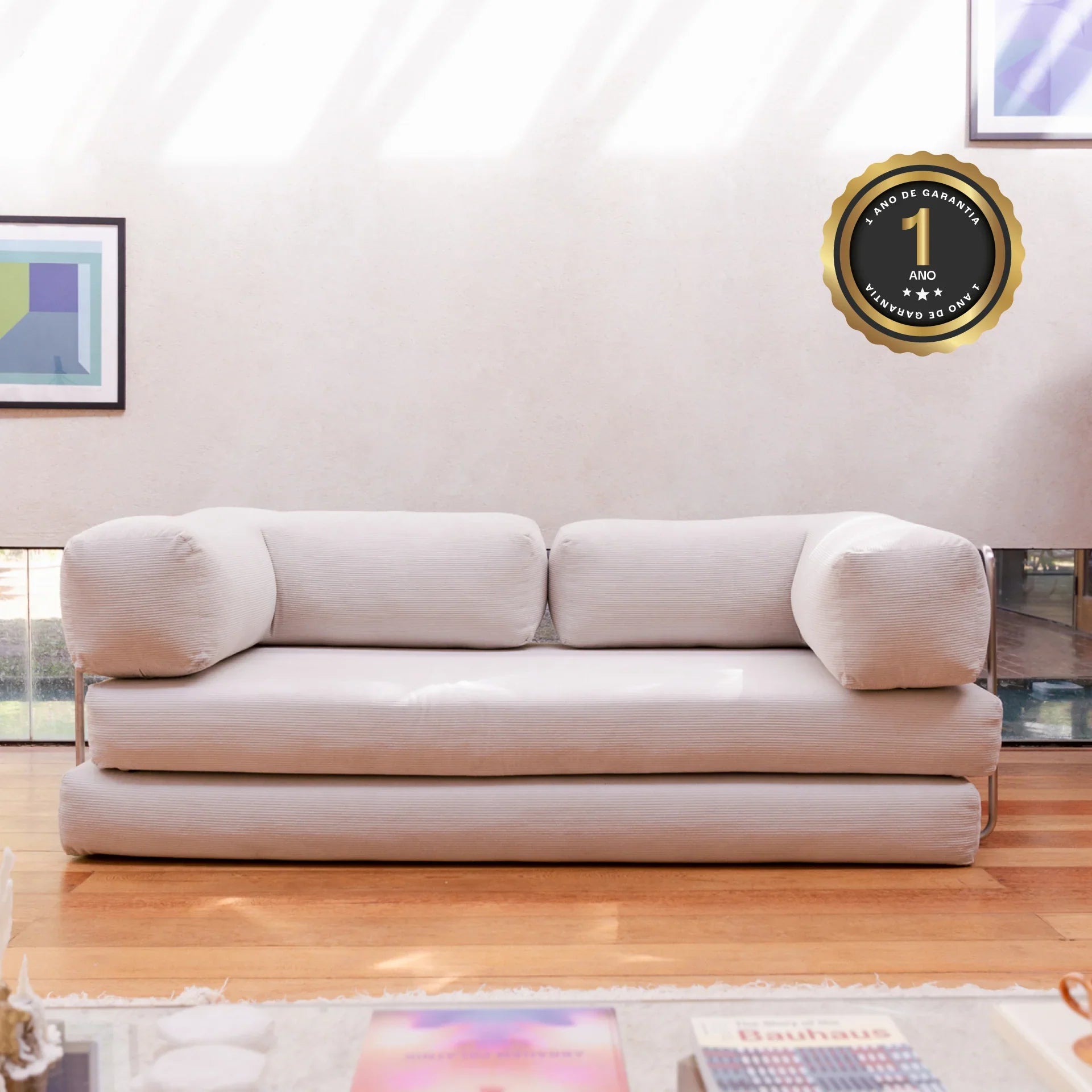Sofá na Caixa Bloom Sofa Cama Corduroy - Linho