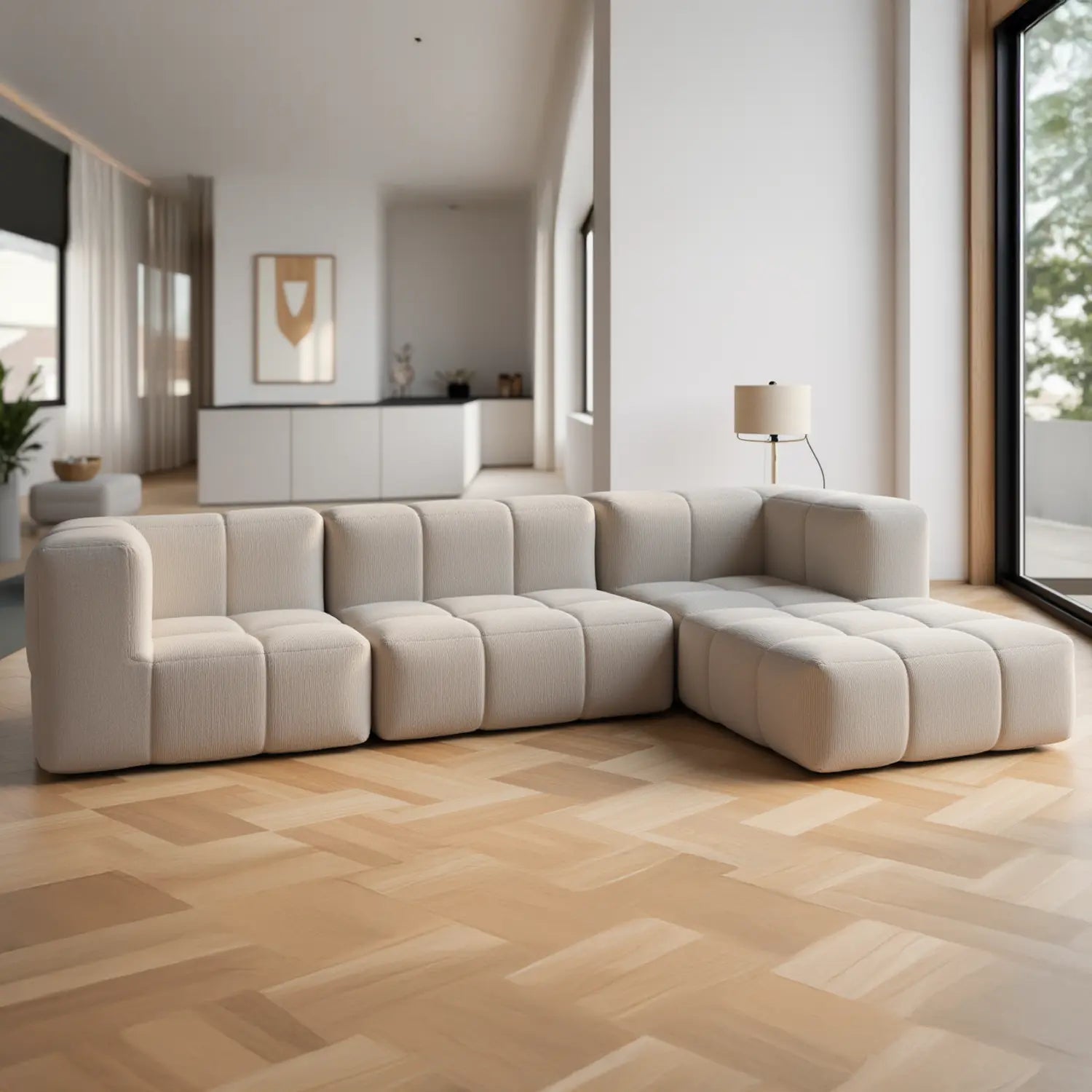 Apoio para o pé em Boucle - Sofá na Caixa - Linho