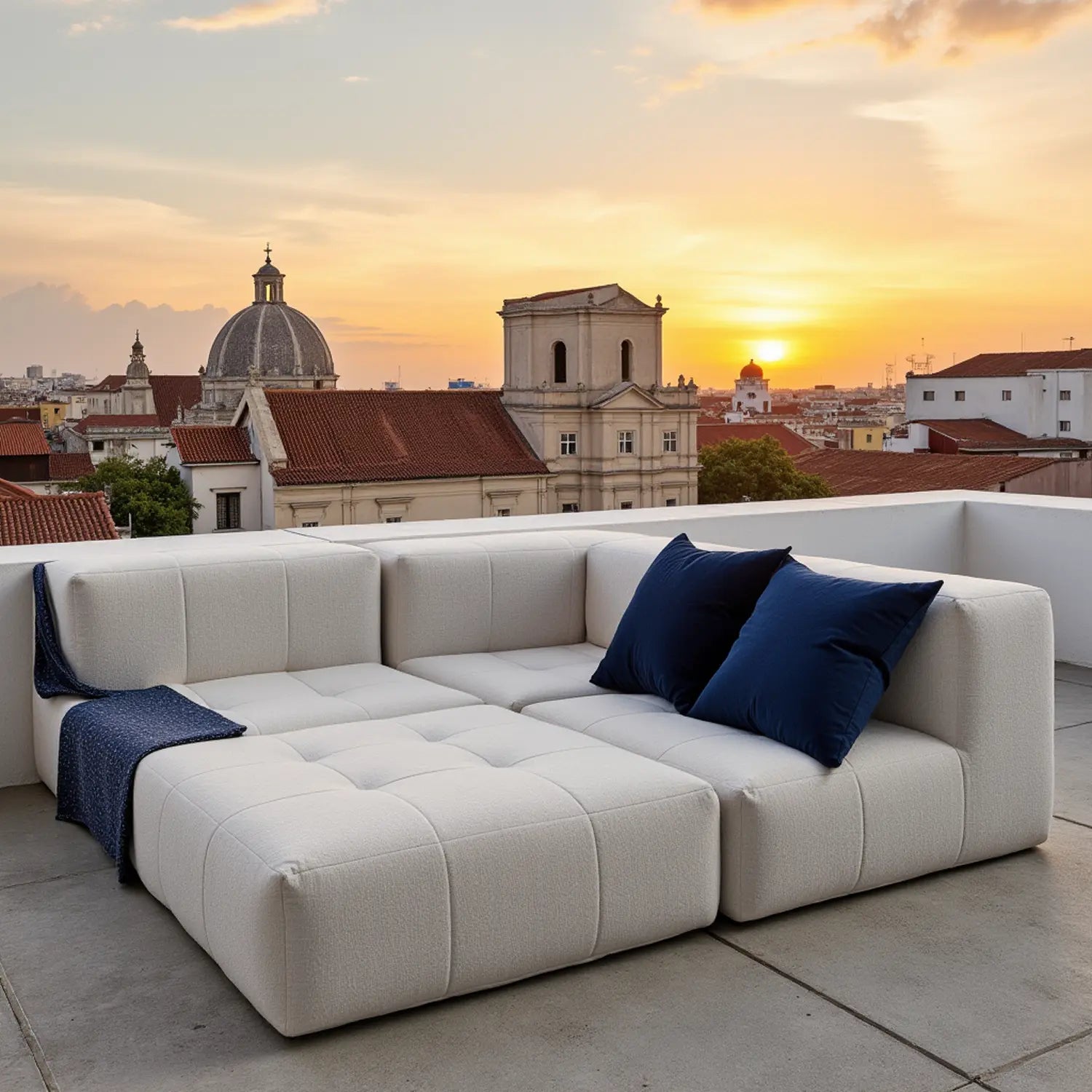 Apoio para o pé em Boucle - Sofá na Caixa - Linho