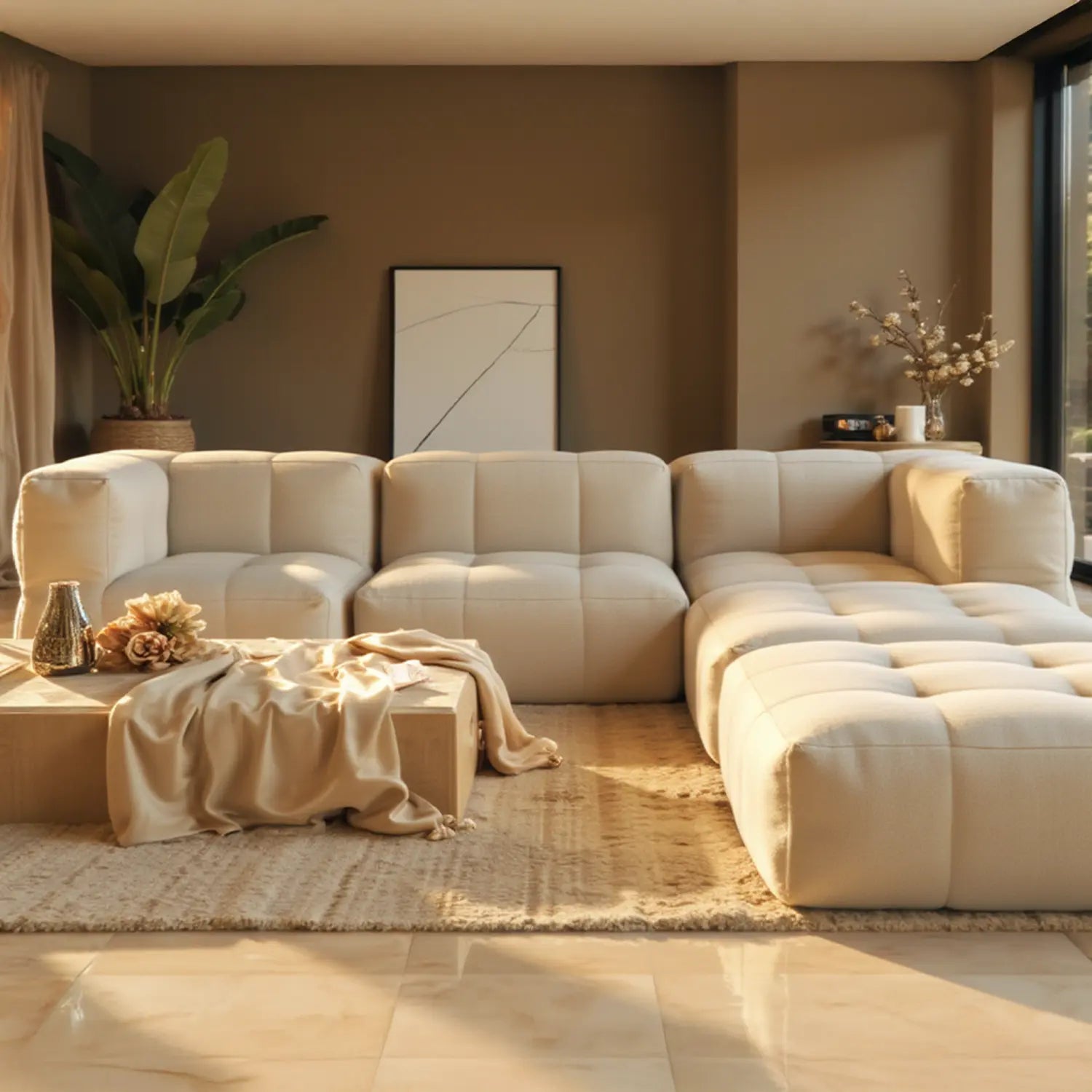 Apoio para o pé em Boucle - Sofá na Caixa - Linho