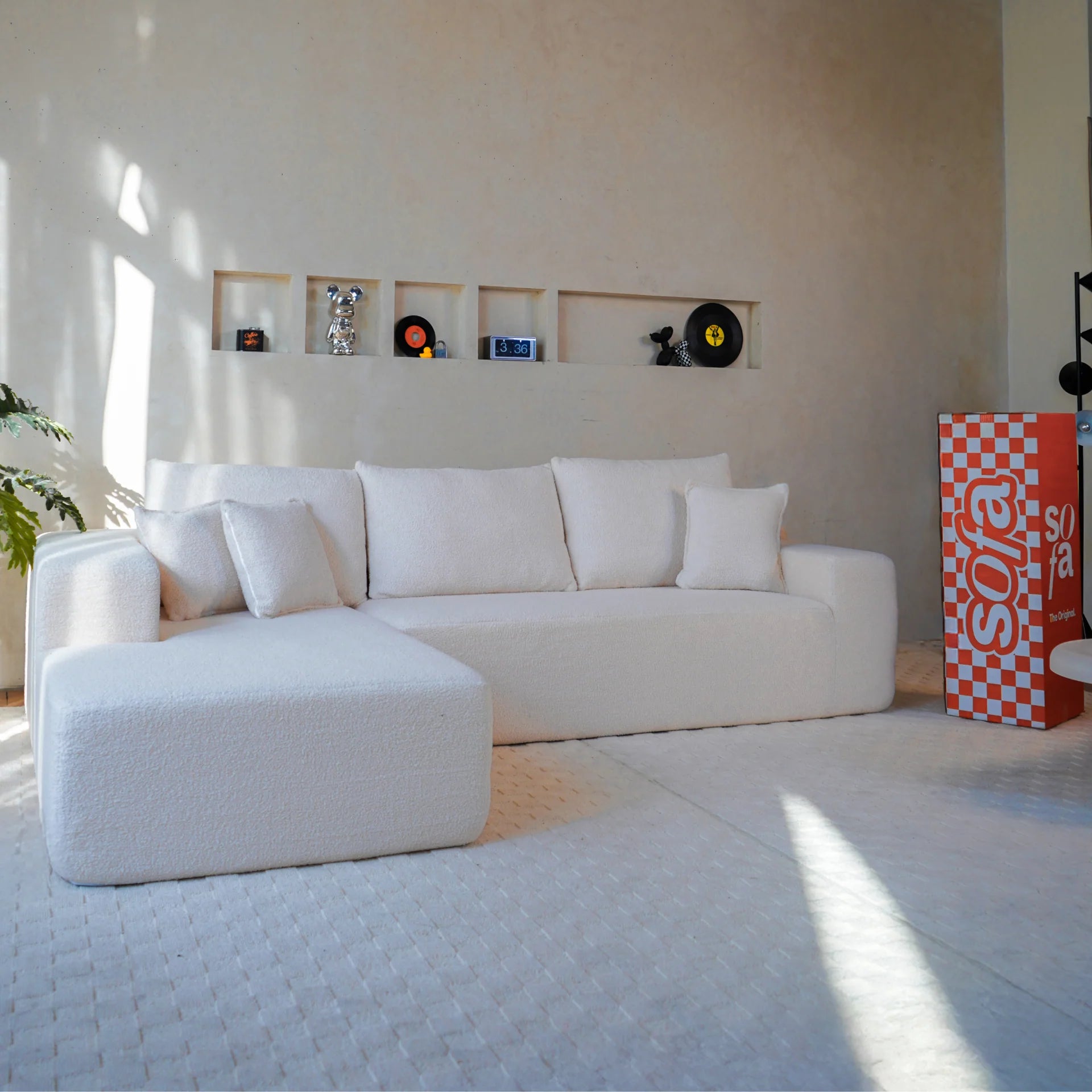 Sofá na Caixa Aran em Boucle - Linho