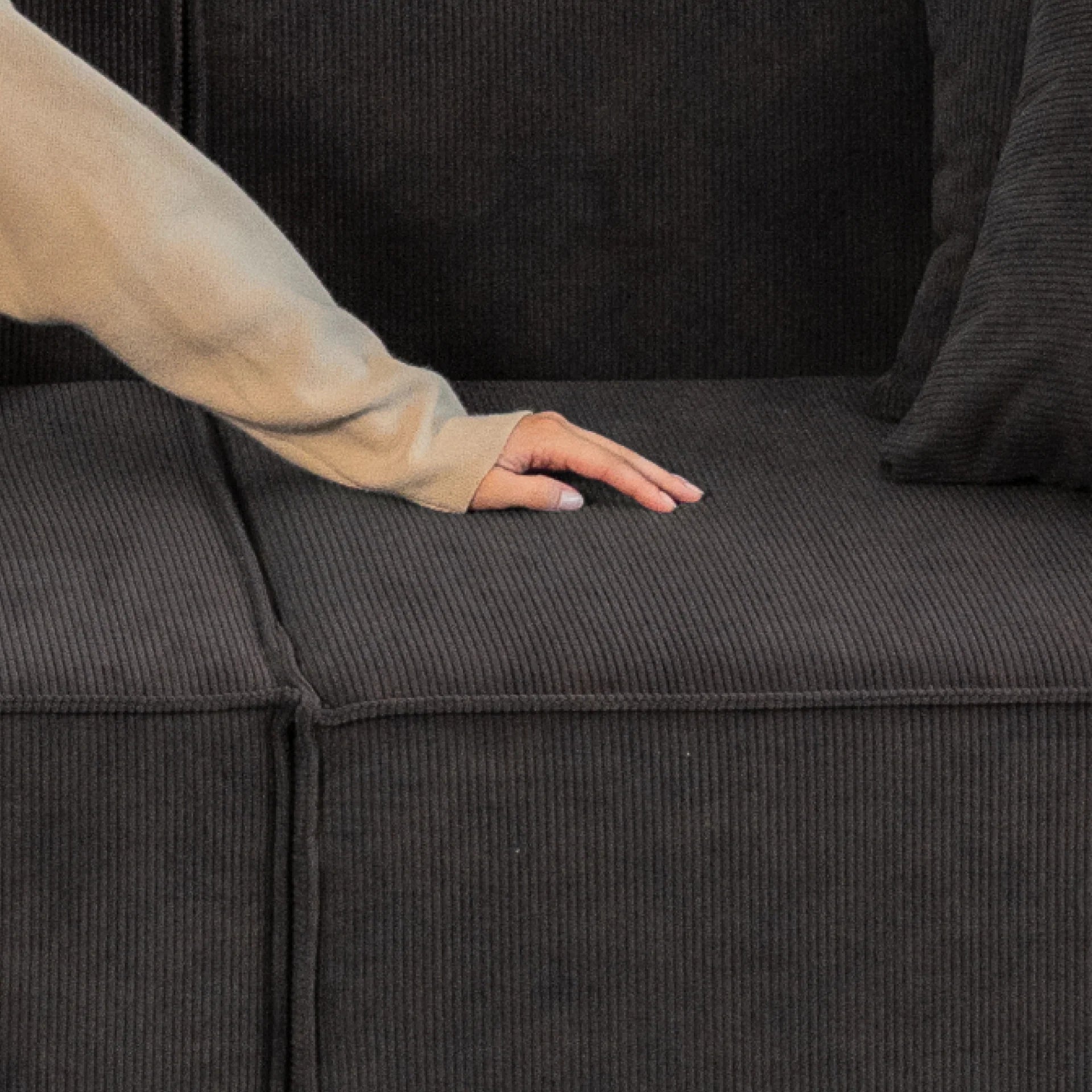 Sofá na Caixa Pelion 3 lugares + 1 chaises em Boucle - Cinza