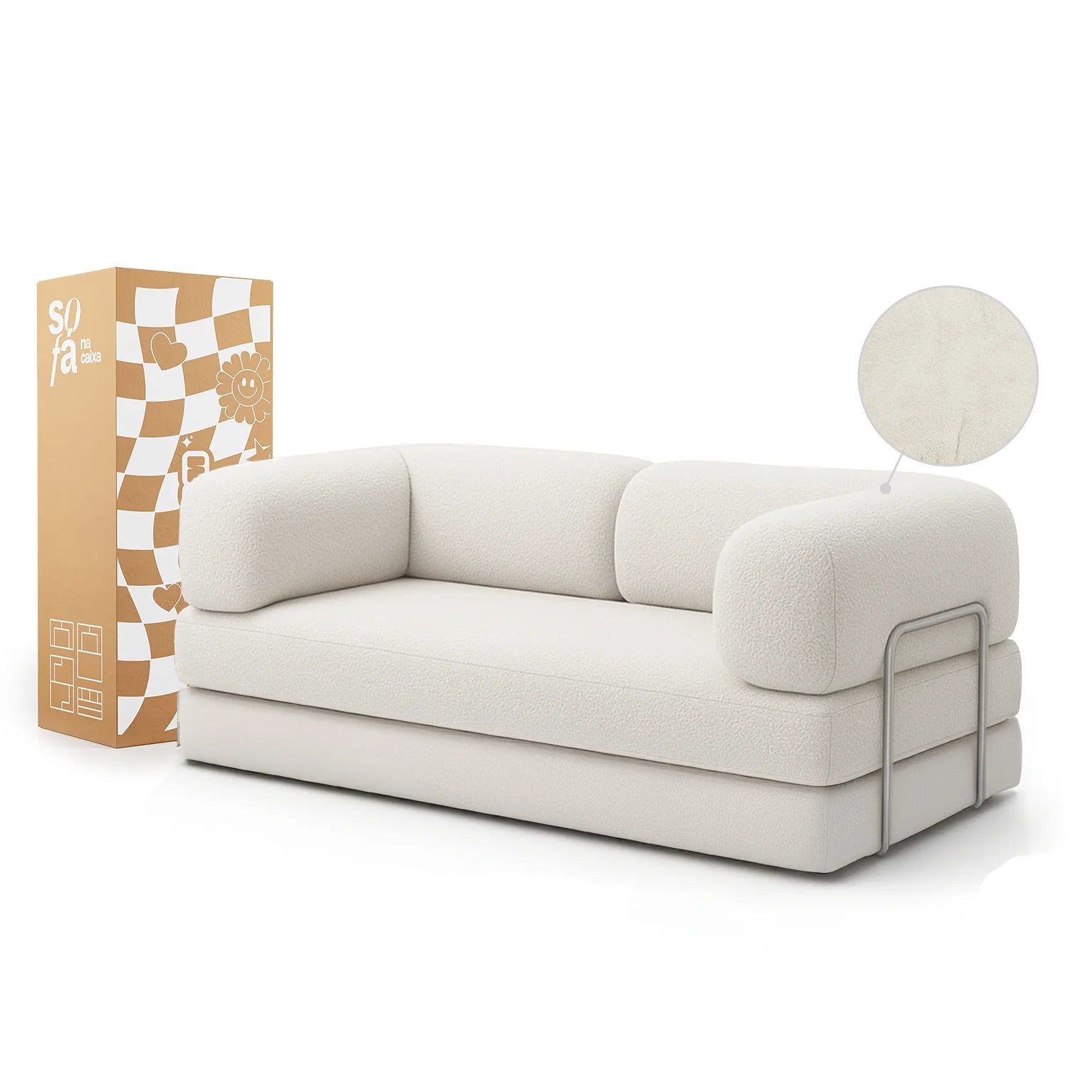 Sofá Cama Bloom Tecido Cotelê Terracota - Sofá na Caixa