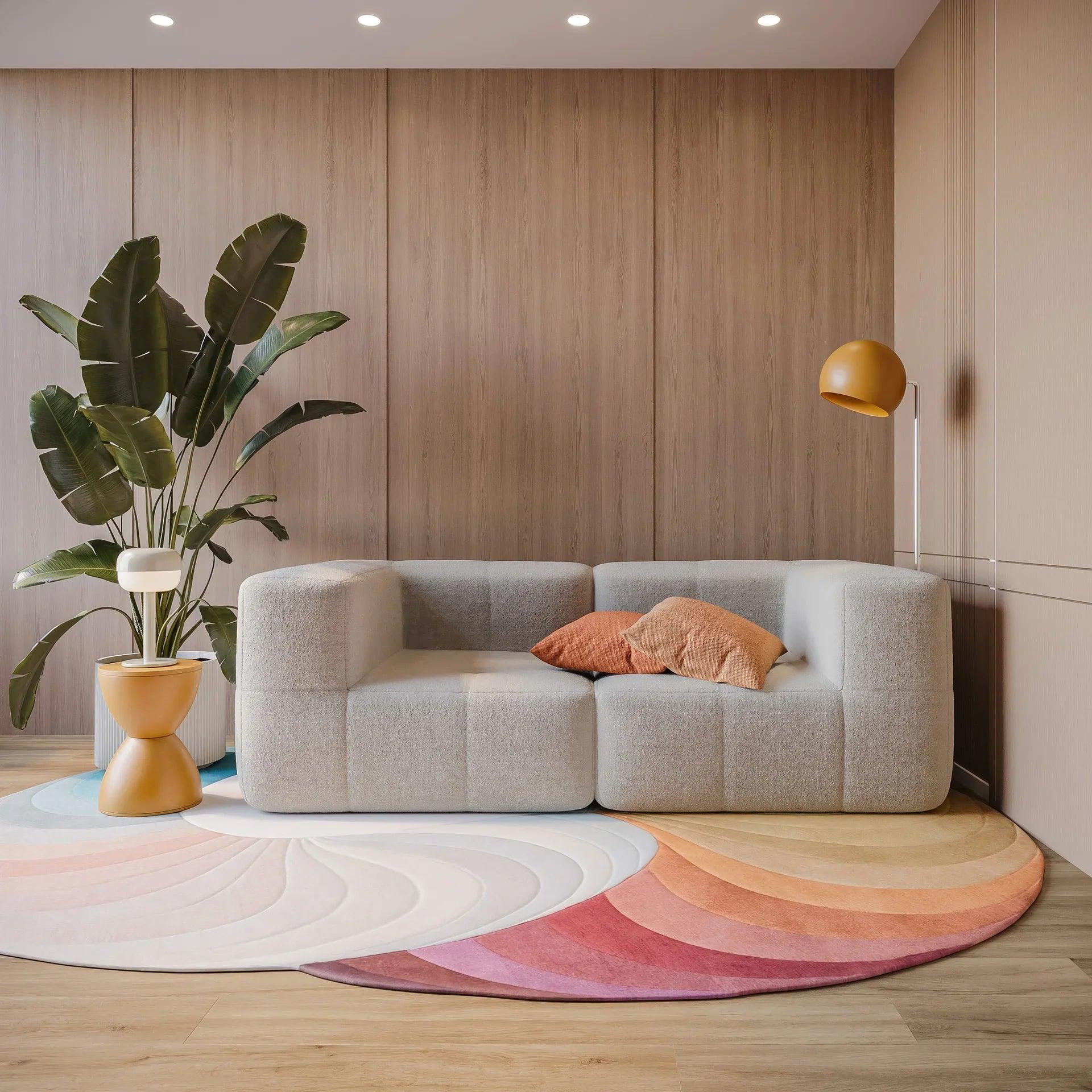 Sofá na Caixa modular 2 lugares 2 braços em Boucle - Cinza